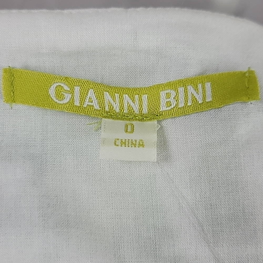 Gianni Bini Monica Palm Leaves Cotton midi dress Ivory Green 0 - Picture 8 of 11